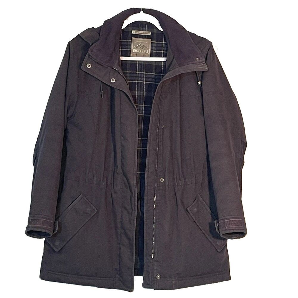 Vintage Pacific Trail Womens S Navy Hooded Utility Jacket Cold Weather Lined
